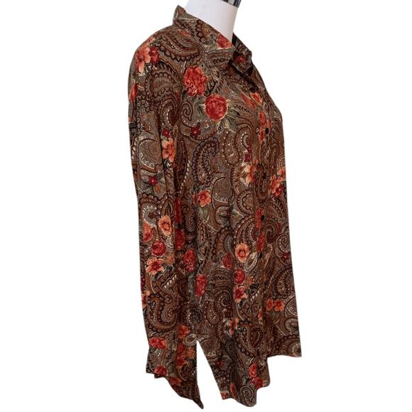 VINTAGE 80s 90s Floral Blouse Tunic Top LG Paisley Romantic Office Career Casual - Picture 2 of 10